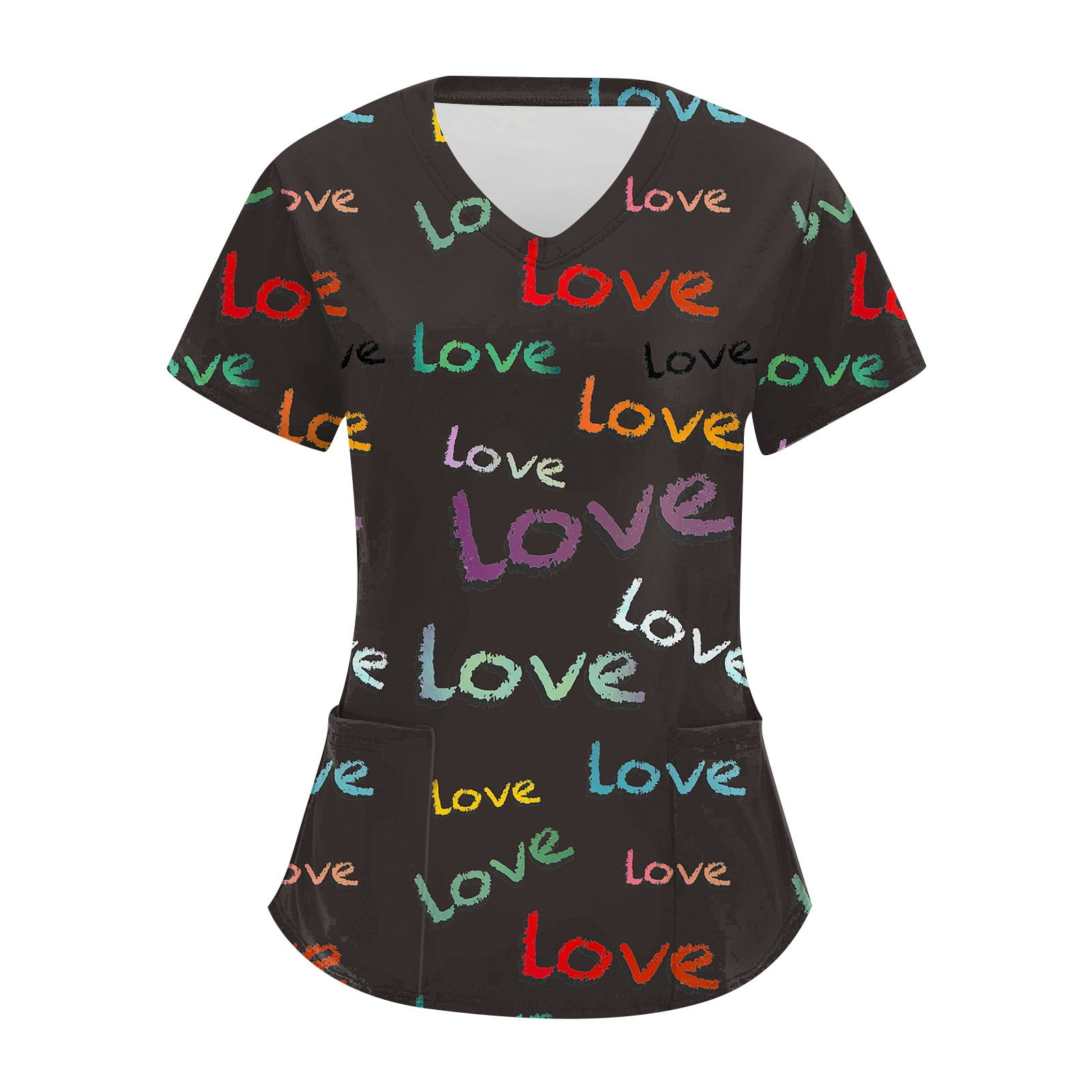 Womens Valentines Scrub Tops Ydkzymd Short with Pockets Women Plus Size