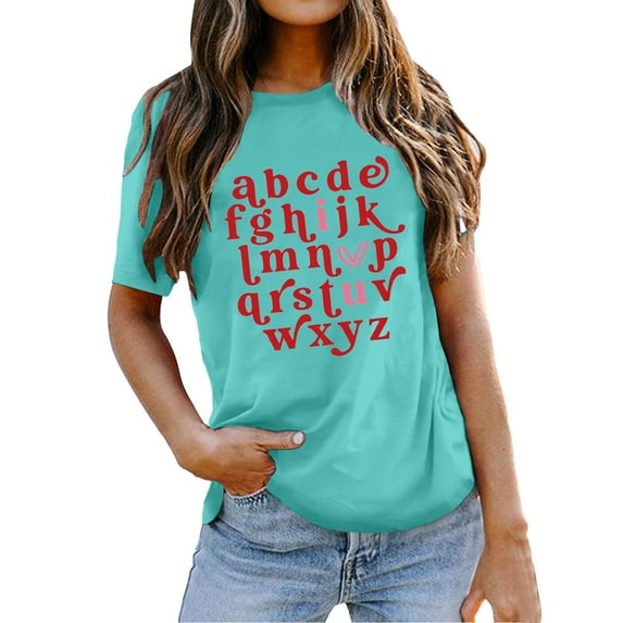 Womens Valentines Shirt Love Heart Graphic Tops Shirts Retro Candy Teacher Enough Casual Lover Blouse Plus Size Clothes