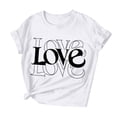 thumbnail image 1 of Womens Valentines Short Sleeve Tshirt Cute Crew Neck Graphic Tees Love Heart Casual Romantic Valentine Tee Tops, 2XL White, 1 of 7