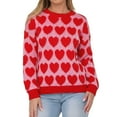 thumbnail image 1 of Womens Valentines Sweater Sweet Heart Crewneck Knit Sweater Long Sleeve Cute Jacquard Pullover Top Winter Red M, 1 of 9