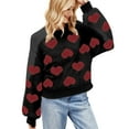 thumbnail image 1 of Womens Valentines Sweaters Delicate Heart Print Crewneck Knit Sweater Ultra Soft Long Sleeve Pullover Smooth Feel Jumper Top Black L, 1 of 8