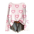 thumbnail image 1 of Womens Valentines Sweaters Heart Print Oversized Knit Sweater Soft Crewneck Long Sleeve Pullover Top Spring Pink S, 1 of 3