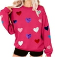 thumbnail image 1 of Womens Valentines Sweatshirt Funny Sequins Love Heart Graphic Long Sleeve Shirt Casual Loose Pullover Top, 1 of 9