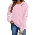 thumbnail image 1 of Womens Valentines Sweatshirt Love Print Heartbeat Shirt Solid Color Crew Neck Sweatshirt Casual Long Sleeve Tops Valentines Shirts for Women, 1 of 6