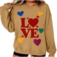 thumbnail image 1 of Womens Valentines Sweatshirt Oversized Long Sleeve Heart Love Shirts Crewneck Cute Pullover Sweater Tops, M Khaki, 1 of 7