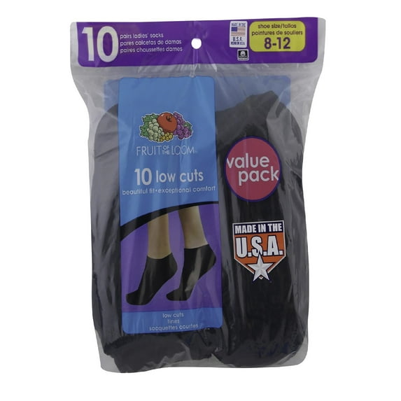 Womens Value Pack Low Cut Socks, 10 Pairs