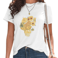 thumbnail image 1 of Womens Van Gogh Sunflower Print Tshirt Graphic Tees Shirts White Aesthetic Artistic Holiday Weekend Outfit Tops S-5XL, 1 of 5