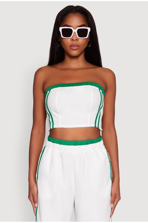 Womens Varsity Stripe Crop Tube Top