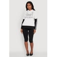 thumbnail image 1 of Womens Varsity Stripe Foil Screen Graphic Layered Look Sweater, 1 of 5
