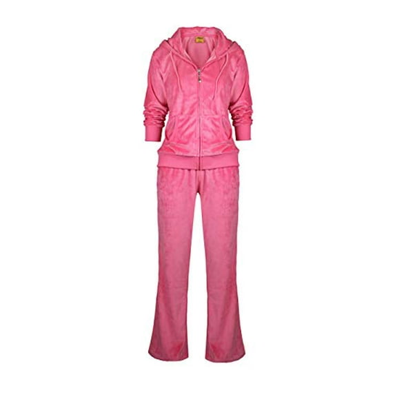 Womens Velour Tracksuit Set Soft Sports Zip Up Hoodie and Sweat Pants 2 Pieces Sweatsuits (Coral, M)