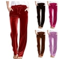 thumbnail image 1 of Womens Velour Wide Leg Casual Velvet Flowy Pants High Rise Drawstring Soft Cozy Warm Trousers with Deep Pockets for Travel Daily Wear, Red, XL, 1 of 10