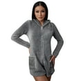 thumbnail image 1 of Womens Velvet Fleece Pajama Top Comfort Casual Plush Soft Robe Open-Front Full-Zip One-Piece Warm Loungewear with Pockets, 1 of 7