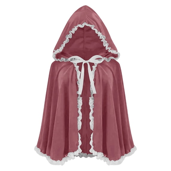 Womens Velvet Little Red Riding Hood Cape Halloween Christmas Short Cloak Cosplay Party Fairytale Costume