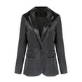 thumbnail image 1 of Womens Velvet Suit Jackets Business Casual Trench Coat Long Sleeves Open Front Notch Lapel Work Office Blazer Black Small, 1 of 5