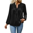 thumbnail image 1 of Womens Velvet Tops Long Sleeve Button Down Shirts Retro Casual Flowy Blouses Fall Elegant Dressy Shirt Holiday Outfits, 1 of 6