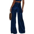thumbnail image 1 of Womens Velvet Wide Leg Pants High Waisted Palazzo Trousers with Pockets, 1 of 6