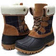 thumbnail image 1 of Womens Velvet&nbsp;Duck Boots Insulated Winter Snow Boots Waterpoof Navy/Tan 6 M US, 1 of 7