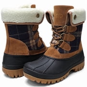 Womens Winter Duck Boots Waterproof Cold Weather Snow Boots Navy/Tan 8 M US