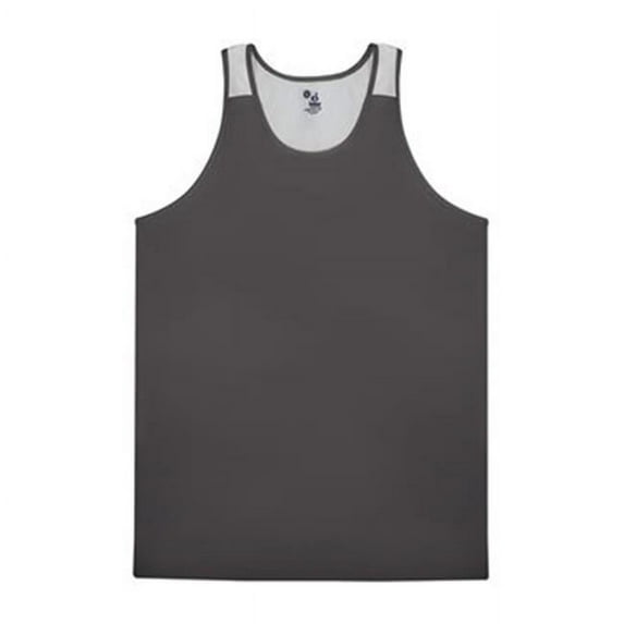 Womens Ventback Singlet, Graphite & White - 2XL