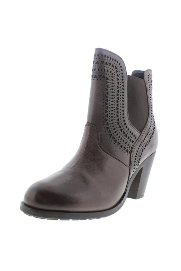 Womens Versant Leather Stacked Heel Ankle Boots