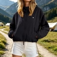thumbnail image 1 of Womens Versatile Hooded Jacket Zip Front with Pockets Lightweight Windbreaker for Everyday Outerwear Activities Black,L, 1 of 3