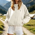 thumbnail image 1 of Womens Versatile Hooded Jacket Zip Front with Pockets Lightweight Windbreaker for Everyday Outerwear Activities White,L, 1 of 3