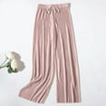 thumbnail image 1 of Womens Versatile Wide Leg Chiffon Lounge Pants Casual Elastic High Waisted Loose Comfy Palazzo Pants, 1 of 7