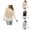 thumbnail image 1 of Womens Vest Knit Sweater Cozy Top for Winter Weekend Outfits Womens V Neck Knit Sweater Vest Preppy Style Sleeveless Crop Knit Vest, 1 of 6