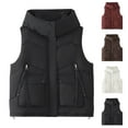 thumbnail image 1 of Womens Vest Dressy Casual Ladies' Casual Solid Color Sleeveless Hooded Puffer Vest with Pockets Winter Clothes for Women Coffee M, 1 of 7