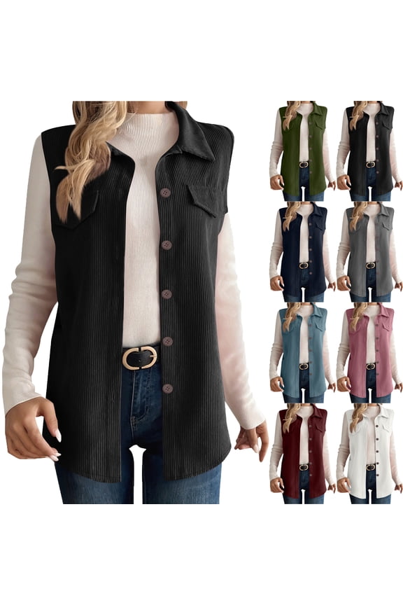Womens Vest Dressy Casual Women's Fashion Solid Color Sleeveless Blouses Turndown Collar Tank Coat Womens Winter Clothes Black XL