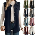 thumbnail image 1 of Womens Vest Dressy Casual Women's Fashion Solid Color Sleeveless Blouses Turndown Collar Tank Coat Womens Winter Clothes Dark Blue XXL, 1 of 9