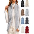 thumbnail image 1 of Womens Vest Jacket Full Zip Solid Color Sleeveless Jacket Fall Winter Casual Regular Length Outerwear with Pockets, 1 of 8