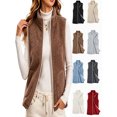 thumbnail image 1 of Womens Vest Jacket Full Zip Solid Color Sleeveless Jacket Fall Winter Casual Regular Length Outerwear with Pockets, 1 of 8
