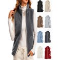 thumbnail image 1 of Womens Vest Jacket Full Zip Solid Color Sleeveless Jacket Fall Winter Casual Regular Length Outerwear with Pockets, 1 of 8
