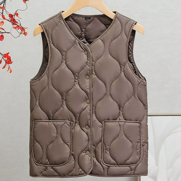 Women's Vest Puffy Vest Women Button Down Sleeveless Vest Womens Vests Lightweight Fall Clothes Cold Weather Clothes for Women