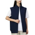 thumbnail image 1 of Womens Vest Sevevn Women's Sleeveless Waffle Checks Lapel Fleece Casual Waistcoat, 1 of 9