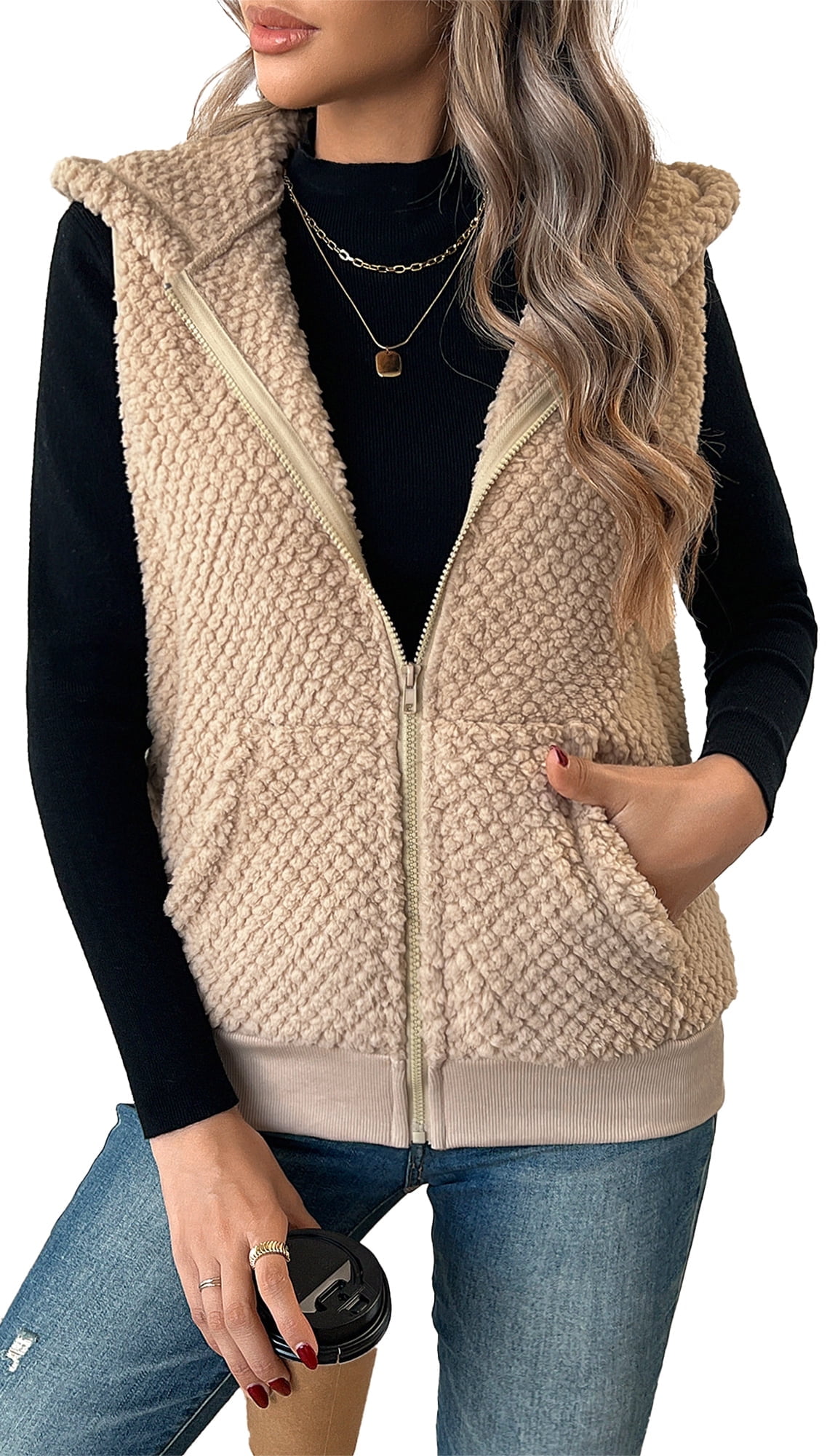 Fuzzy Pocket Zipper Jacket