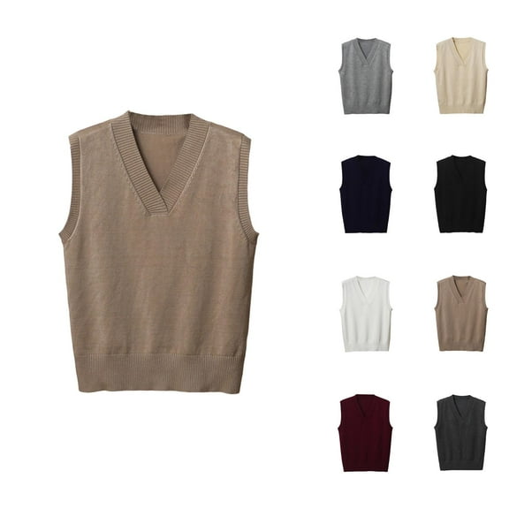 Womens Vest Sleeveless Sweater for Fall Fashion Cozy and Cute Tops Women's Knit V Neck Pullover Thin Cardigan Casual Layering Stretchable Soft Comfortable Lightweight For Winter Spring Everyday Wear
