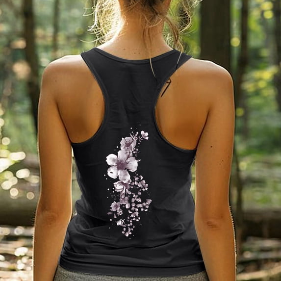 Womens Vest Tops Deep V Neck Tank Top Women Summer Racerback Slim Fit Sleeveless Ribbed Going Out Basic Cami Tanks Black L