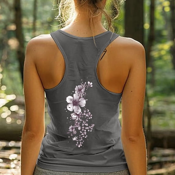 Womens Vest Tops Deep V Neck Tank Top Women Summer Racerback Slim Fit Sleeveless Ribbed Going Out Basic Cami Tanks Dark Gray L