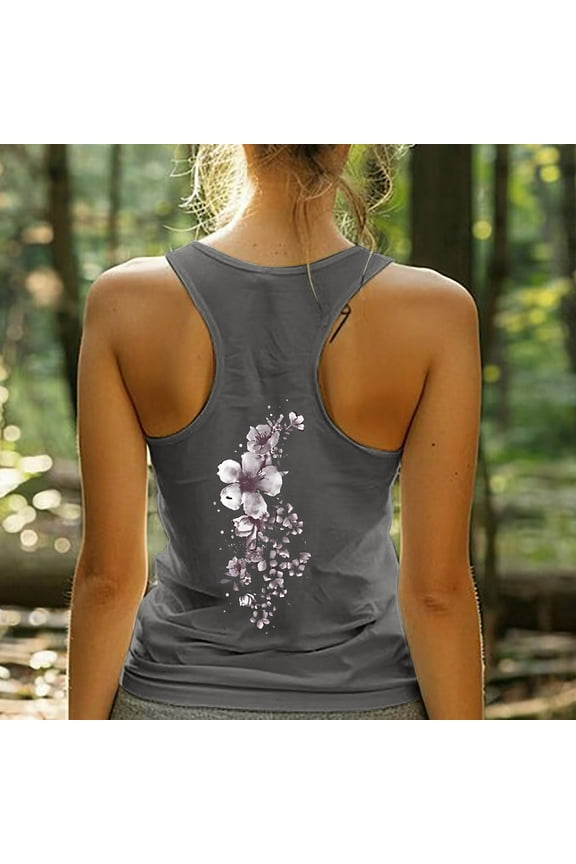 Womens Vest Tops Deep V Neck Tank Top Women Summer Racerback Slim Fit Sleeveless Ribbed Going Out Basic Cami Tanks Dark Gray S