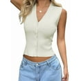 thumbnail image 1 of Womens Vest Tops Knit Sleeveless Sweaters Button Down V Neck Casual Clothes Trendy Summer Outfits Cream White M, 1 of 6