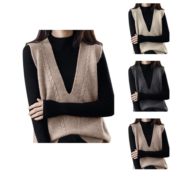Womens Vest for Women Fall Clothing Sleeveless Sweater Top Layering Piece Womens V Neck Solid Color Plaid High School Sleeveless Knitted Vest Crop Top
