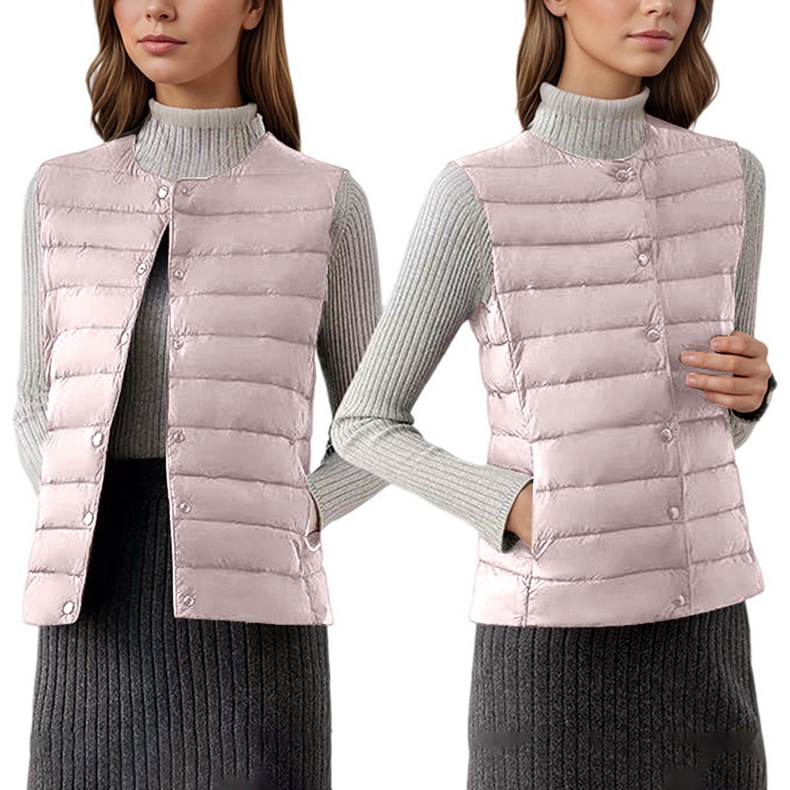 Womens Vest Womens Puffer Vest Button Down Sleeveless Womens Vests ...