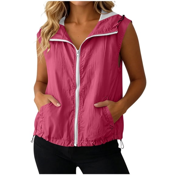 Womens Vest with Pockets Lightweight Softshell Sleeveless Jacket Hiking Travel Summer Outdoor Sun Protection Top