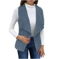 thumbnail image 1 of Womens Vests Fashion Casual Sleeveless Lapel Open Front Fleece Cardigan Fall Fashion Solid Color Fuzzy Jacket Sweater (Blue XL), 1 of 7