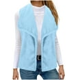 thumbnail image 1 of Womens Vests Fashion Casual Sleeveless Lapel Open Front Fleece Cardigan Fall Fashion Solid Color Fuzzy Jacket Sweater (Light Blue M), 1 of 7