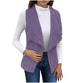 thumbnail image 1 of Womens Vests Fashion Casual Sleeveless Lapel Open Front Fleece Cardigan Fall Fashion Solid Color Fuzzy Jacket Sweater (Purple XL), 1 of 7