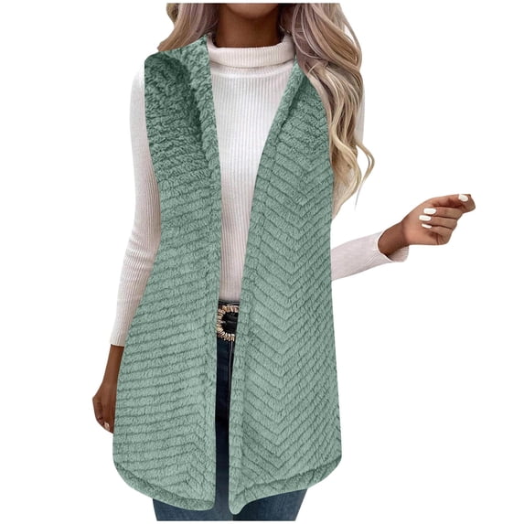 Womens Vests Outerwear Sleeveless Sweaters, Vest Open Front Fleece Cardigan Cooats, Fall Outerwear