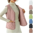 thumbnail image 1 of Womens Vests Plus Size Button Home Coat Clothes Sleeveless Parkas with Pocket(Pink 3XL), 1 of 7